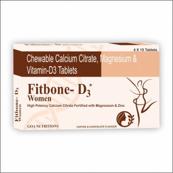Fitbone D3 Women chewable Tablets (Coffee ,Pineapple & vanilla Flavour)
