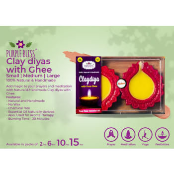 Clay Diyas With Ghee (Small, Medium & Large)
