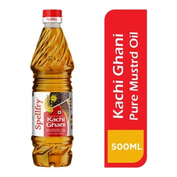 Spellfry 100% Pure Kacchi Ghani Cold Pressed Mustard Oil (500 ml)