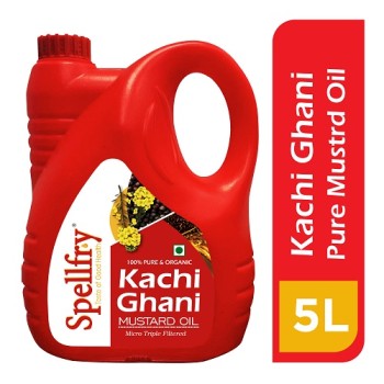 Spellfry 100% Pure Kacchi Ghani Cold Pressed Mustard Oil (5 liter)