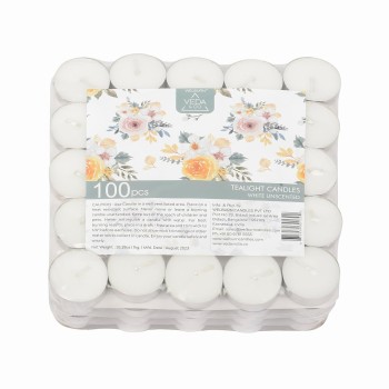 Welburn Veda&Co™ 100Pk Tealight Candle White Unscented