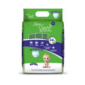STAY SURE BABY DIAPER PANTS LARGE SIZE 34 PCS